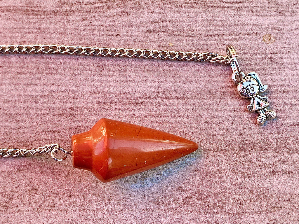 Natural Red Jasper Pendulum with Mystery Charm | Bag Charm
